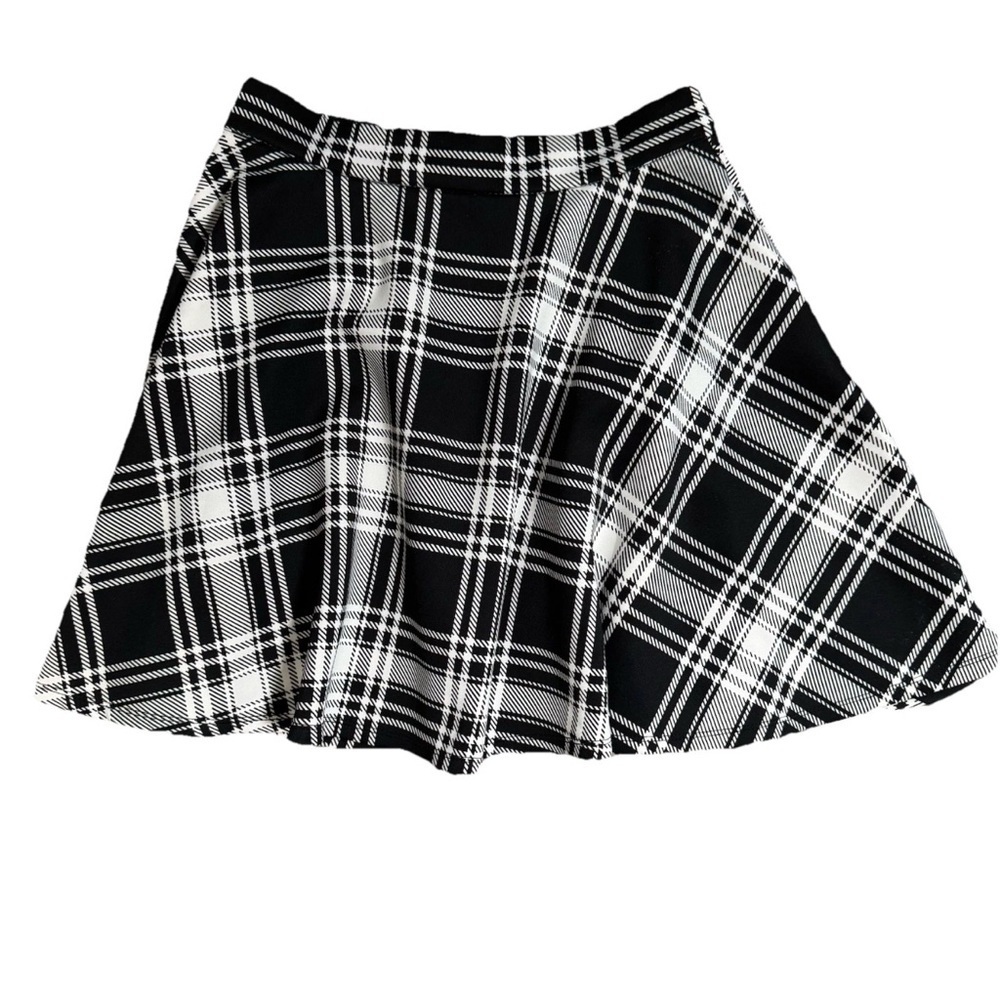 Hot Topic Plaid Mini Skirt White Black O-Ring Front Zip Size Small Skater Punk - Picture 2 of 6